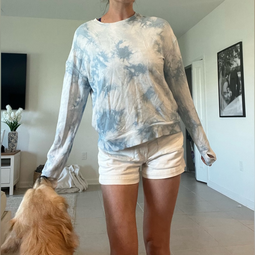 Tie-Dye Long Sleeve Crewneck Sweatshirt - Blue